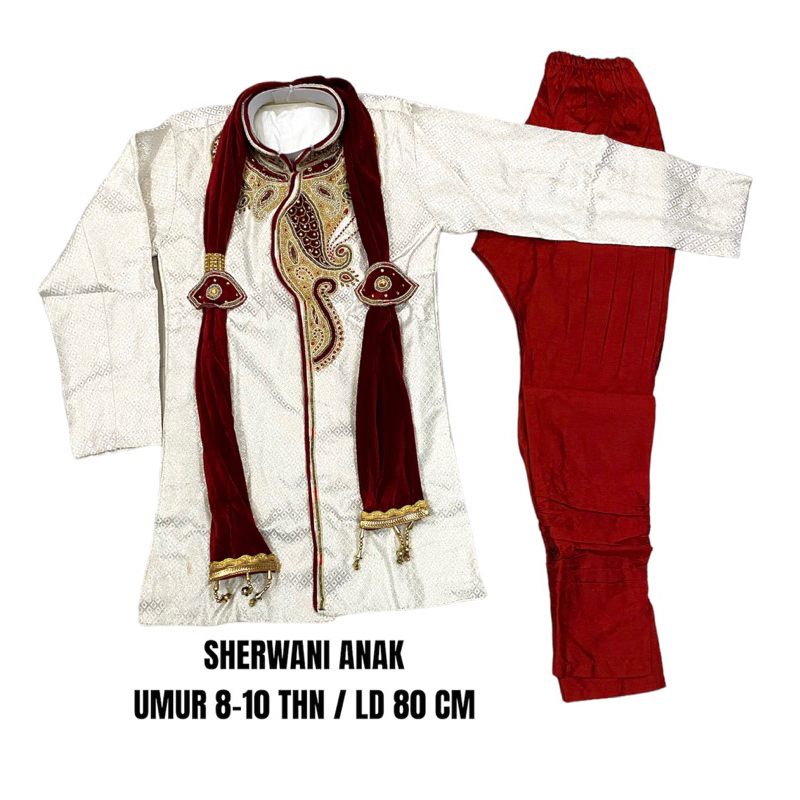 Sherwani Anak No. 9 Umur 8 9 10 Tahun  LD 80 CM Baju Kurta Sherwani India Untuk Anak Cowok