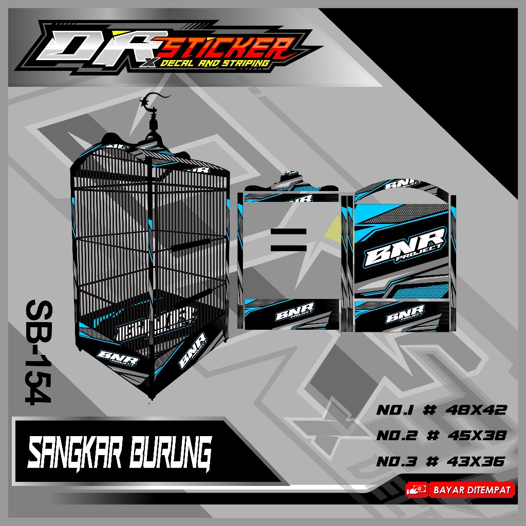 Decal Stiker Sangkar Murai Variasi BNR PROJECT Decal Ebod Kandang Burung Kotak No 1 2 3
