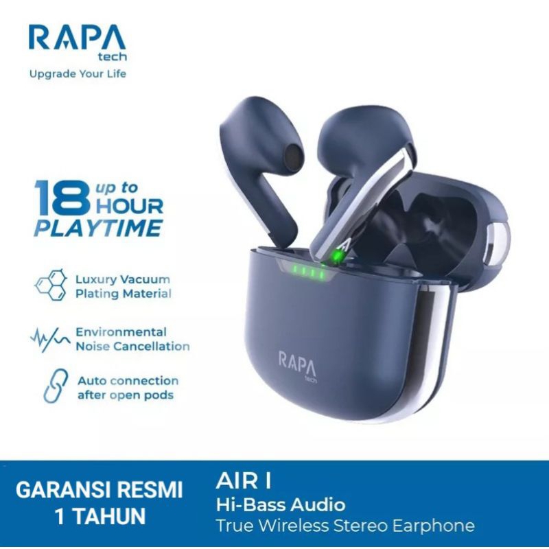 RAPAtech Air I TW1011 TWS Hi-Bass Audio Headset Bluetooth 5.3 RAPA