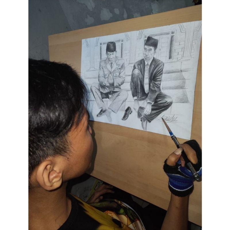 

Jasa lukis sketsa wajah plus bingkai Size A3/30x42