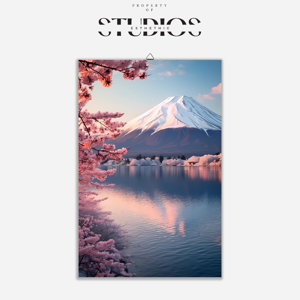#ART06 WALL DECOR GUNUNG FUJI JEPANG BUNGA SAKURA PEMANDANGAN AESTHETHIC OMBAK GELOMBANG TSUNAMI PAS