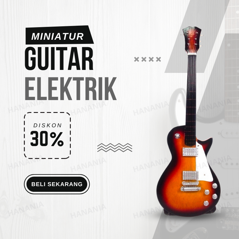 Miniatur Gitar Kayu + Stand