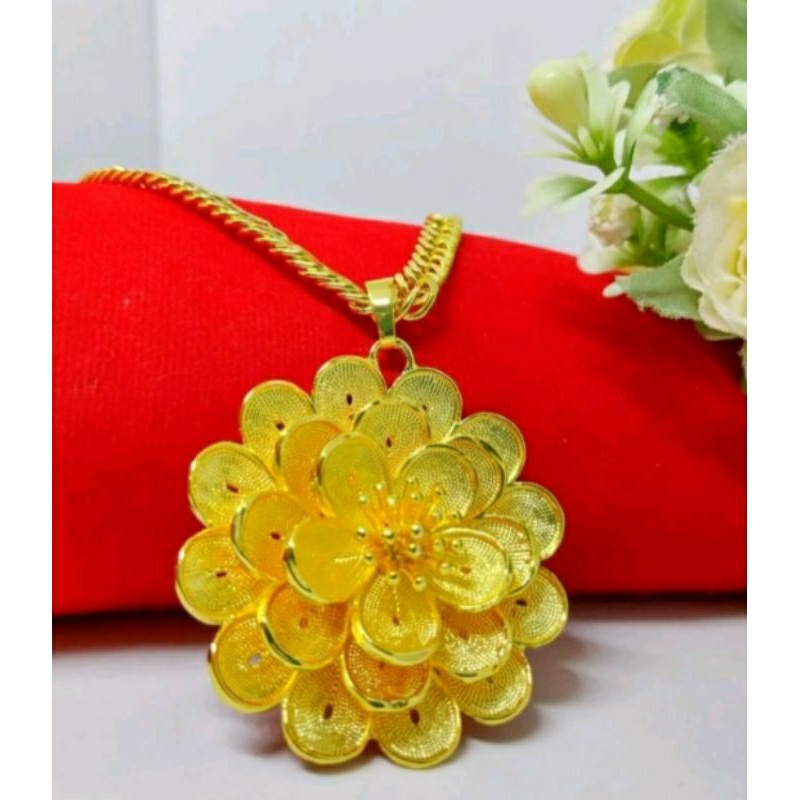 kalung perhiasan xuping / kalung holo gepeng set Liontin kendari 3 susun