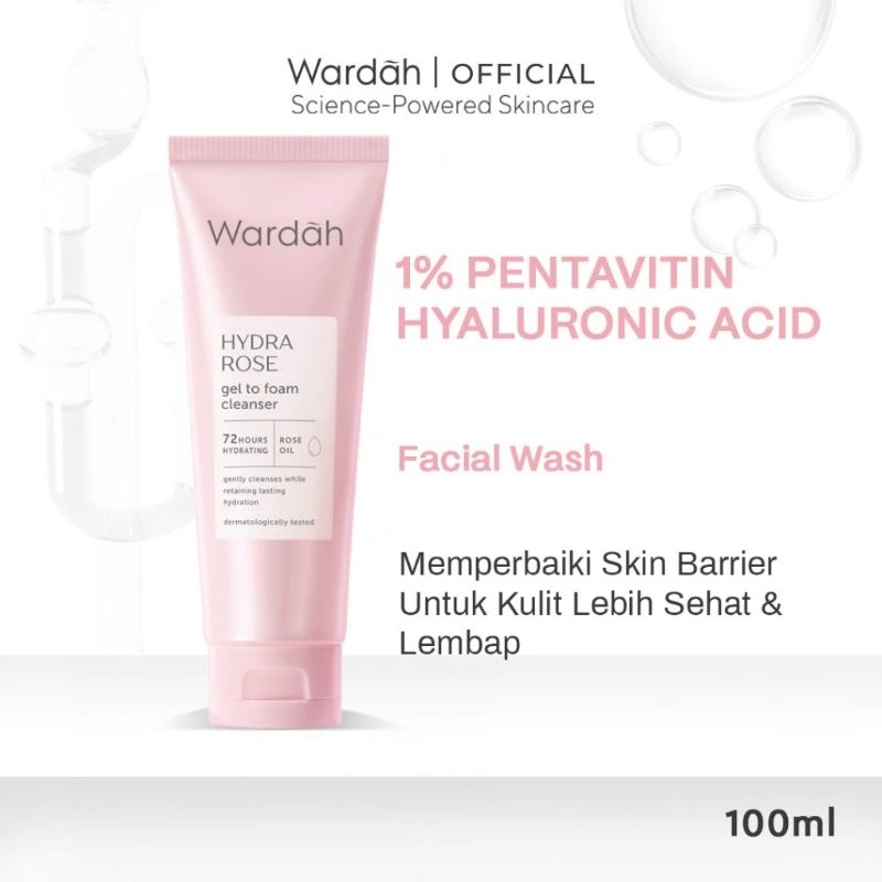 Wardah Hydra Rose Gel to Foam Cleanser 100ML Wardah Facial Wash Hydra Rose