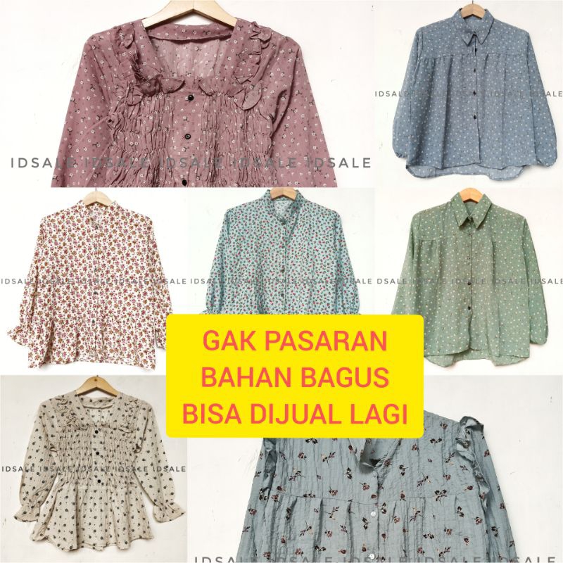 Baju atasan wanita terbaru Floral blouse korea wanita motif lengan panjang baju bunga korean style k