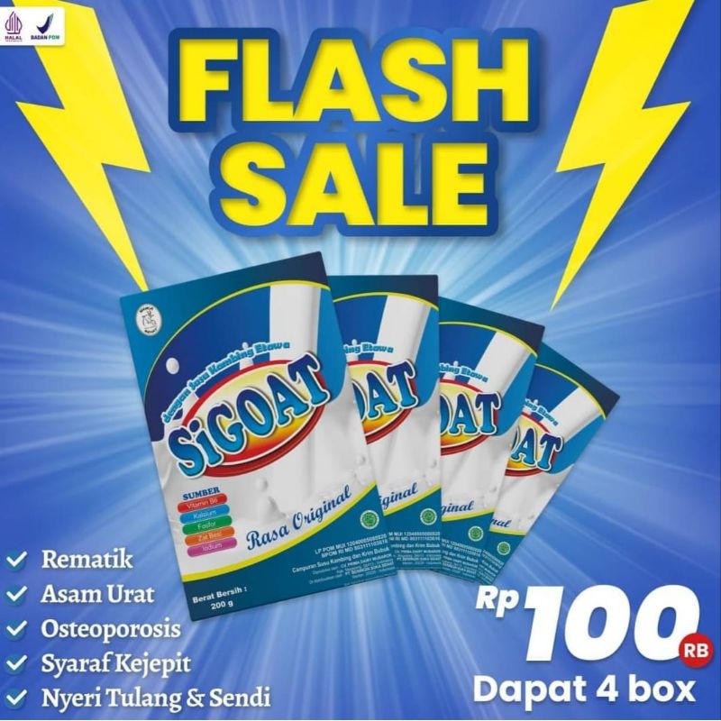 

PROMO MURAH 4 BOX SIGOAT / PRIMAGOLD / GOLDENGOAT SUSU KAMBING ETAWA BUBUK MURAH ORIGINAL ATASI NYERI SENDI TULANG PUNGGUNG PINGGANG OTOT PEGAL LINU ASAM URAT SESAK NAFAS BATUK PARU-PARU ASMA