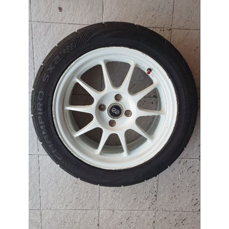 velg mobil enkei tarmac R16 dengan ban champiro SX2 kondisi 85% ban buatan 2022