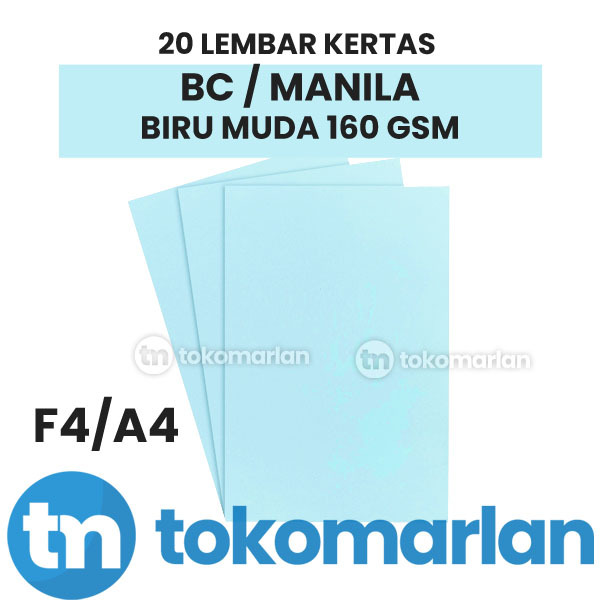 

Isi 20 Lembar Kertas BC TIK ( Brief Card ) / Manila 1 Pack Warna Biru Muda F4 A4 Untuk Undangan Kartu Nama Buku Tabungan Absensi 160 Gsm