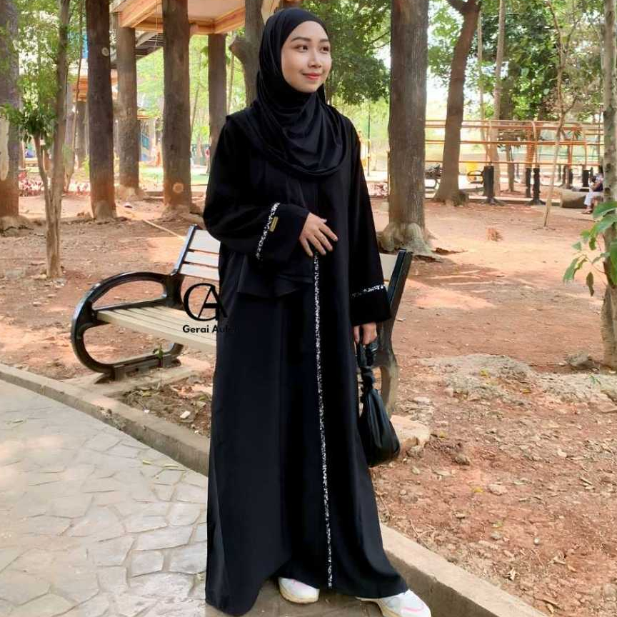 Awet Abaya Mahira By Gerai Aulia Abaya Remaja Payet Polos Gamis Muslim Wanita Wolfis Hitam Dress
