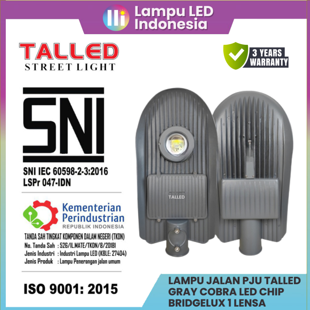 LAMPU JALAN PJU TALLED GRAY COBRA LED CHIP BRIDGELUX 1 LENSA