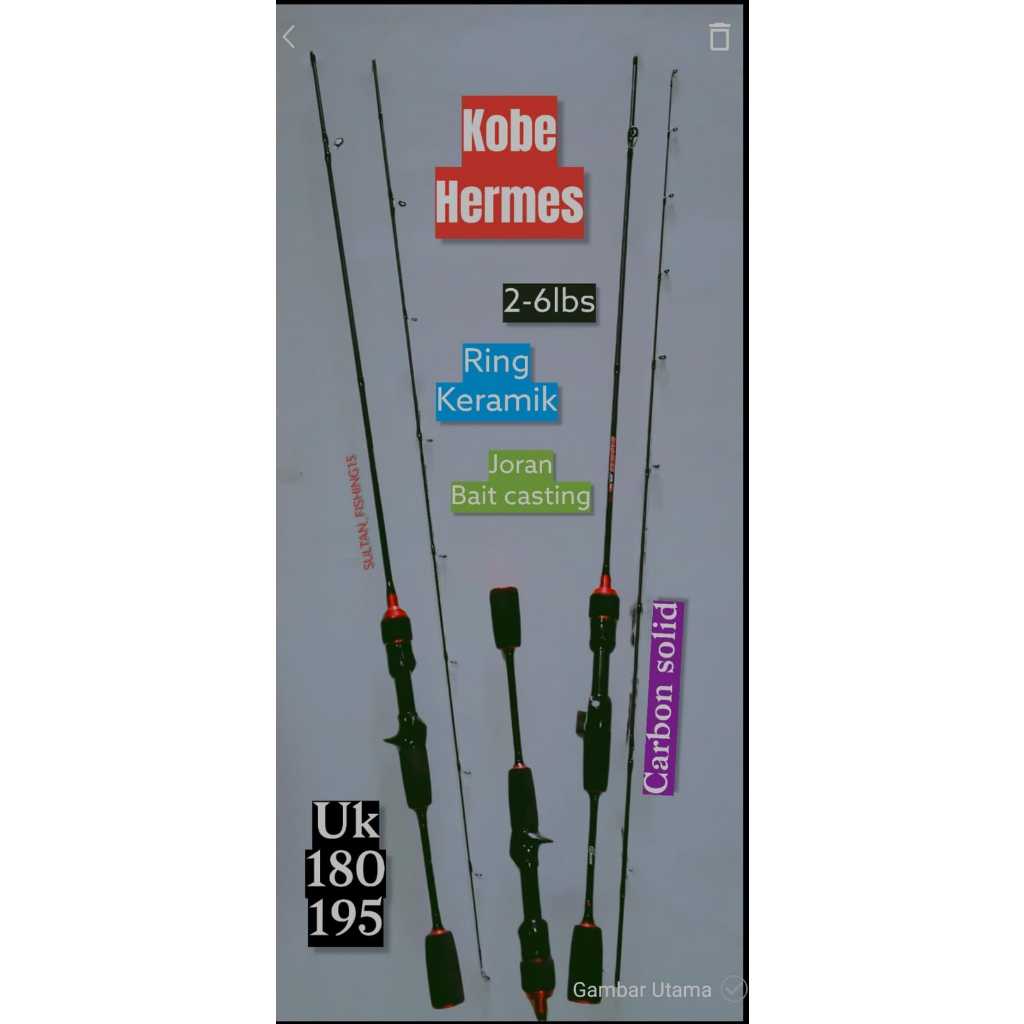 Joran Baitcasting Kobe Panjang 180 dan 195 Carbon 2-6lb  Bc kuat joran murah casting