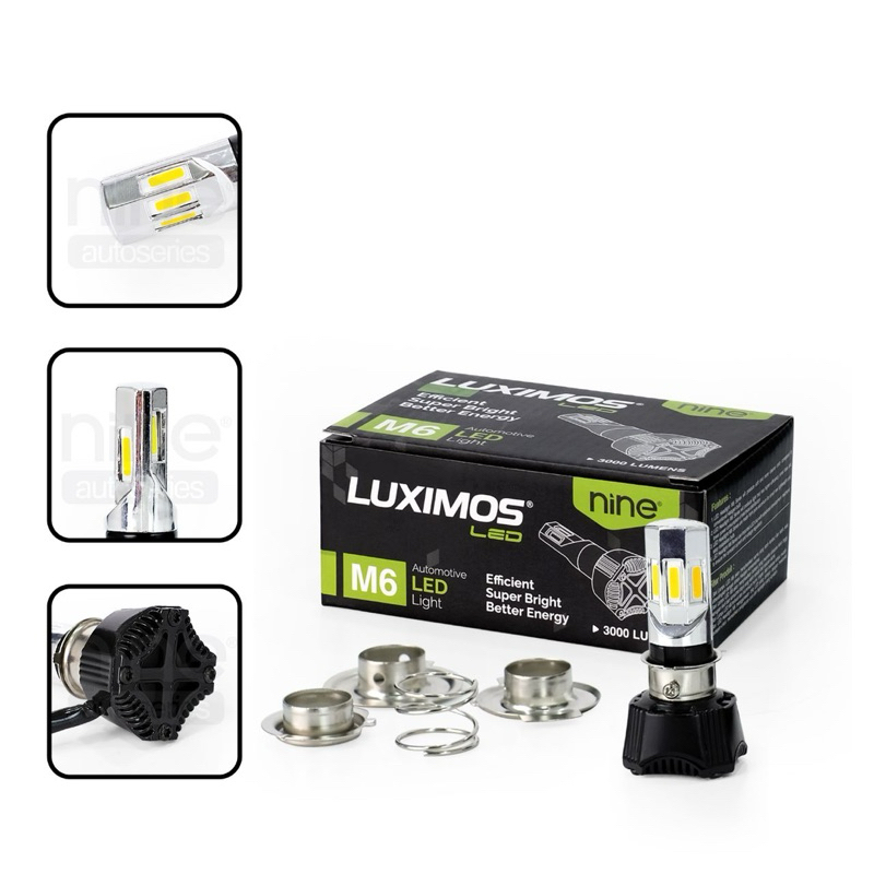NINE LUXIMOS LED LAMPU UTAMA MOTOR M6 6 SISI CAHAYA LAMPU PUTIH KUNING SOCKET H6 H4 H7 AC DC SUPER T
