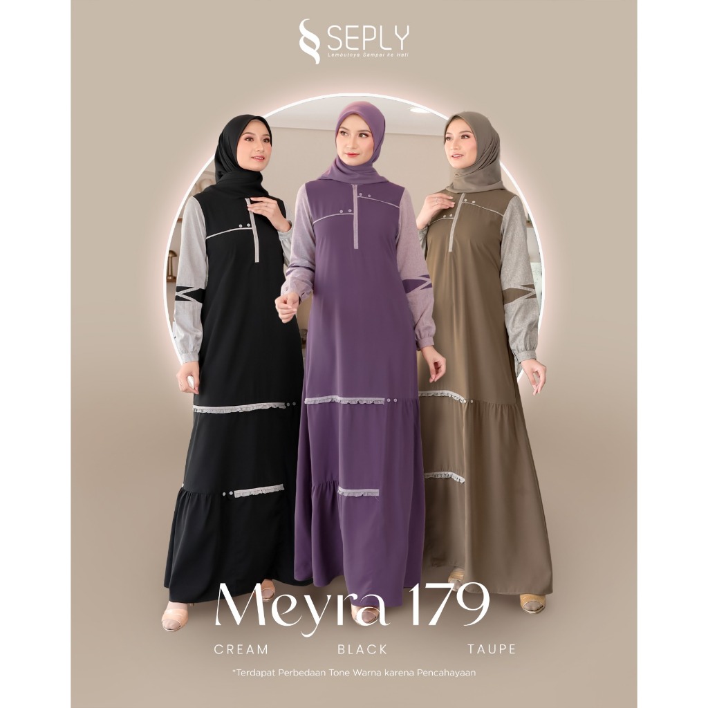 DRESS ONLY SEPLY ORIGINAL MEYRA 179 CREAM MEYRA 179 PURPLE MEYRA 179 TAUPE GAMIS DEWASA GAMIS SEPLY 