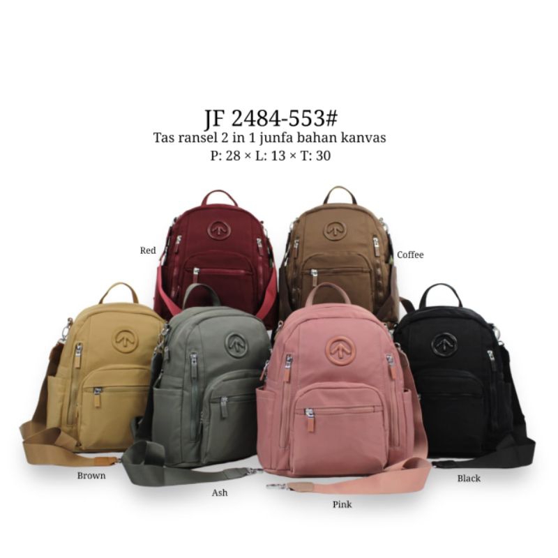 tas fashion import wanita 2in1 selempang ransel junfa backpack kanvas