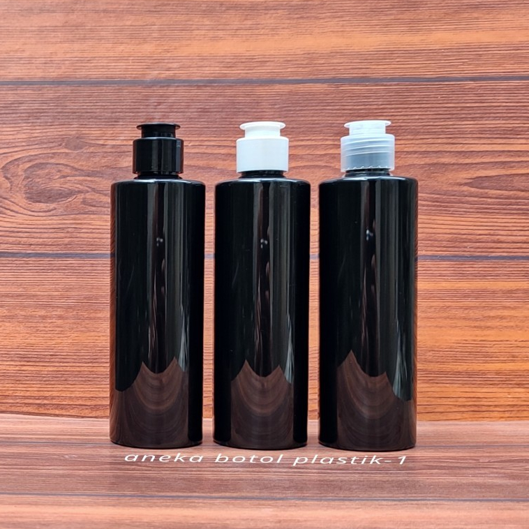 Botol Fliptop 250ml Pet Rf Hitam Glossy/ Botol Plastik Pet 250ml Rf Hitam Tutup Fliptop