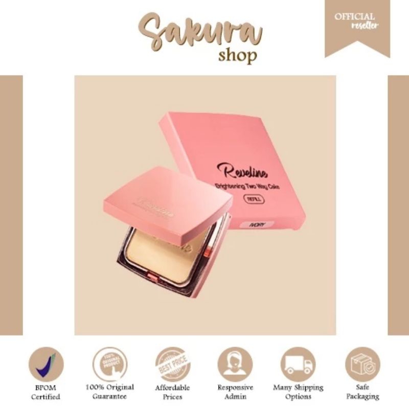 REVELINE Brightening Two Way Cake: Ivory, Natural, Tropical 14gr | Makeup Bedak Padat TWC