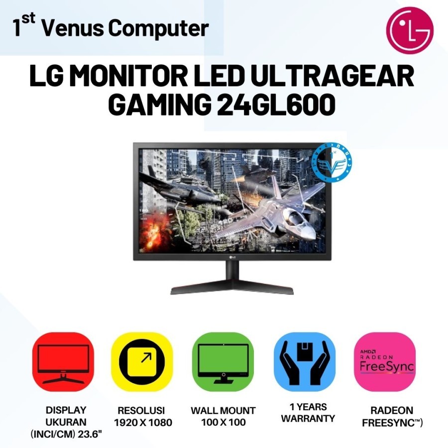 MONITOR GAMING LG 24" 24GL600F ULTRAGEAR / MONITOR LG 144Hz 1MS / MON32-LG