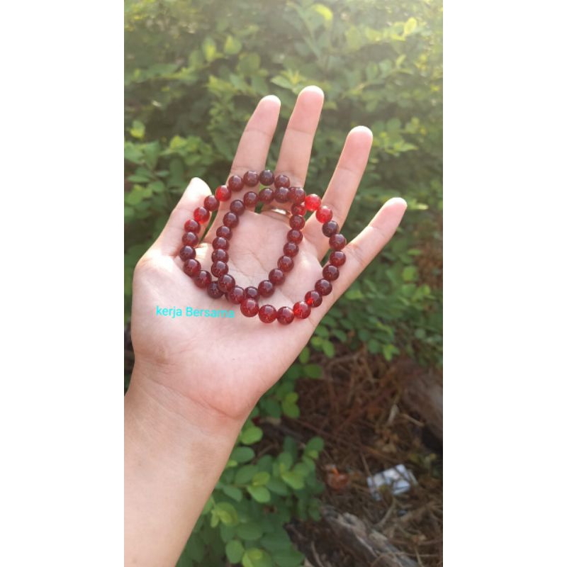 Gelang batu akik merah 8mm