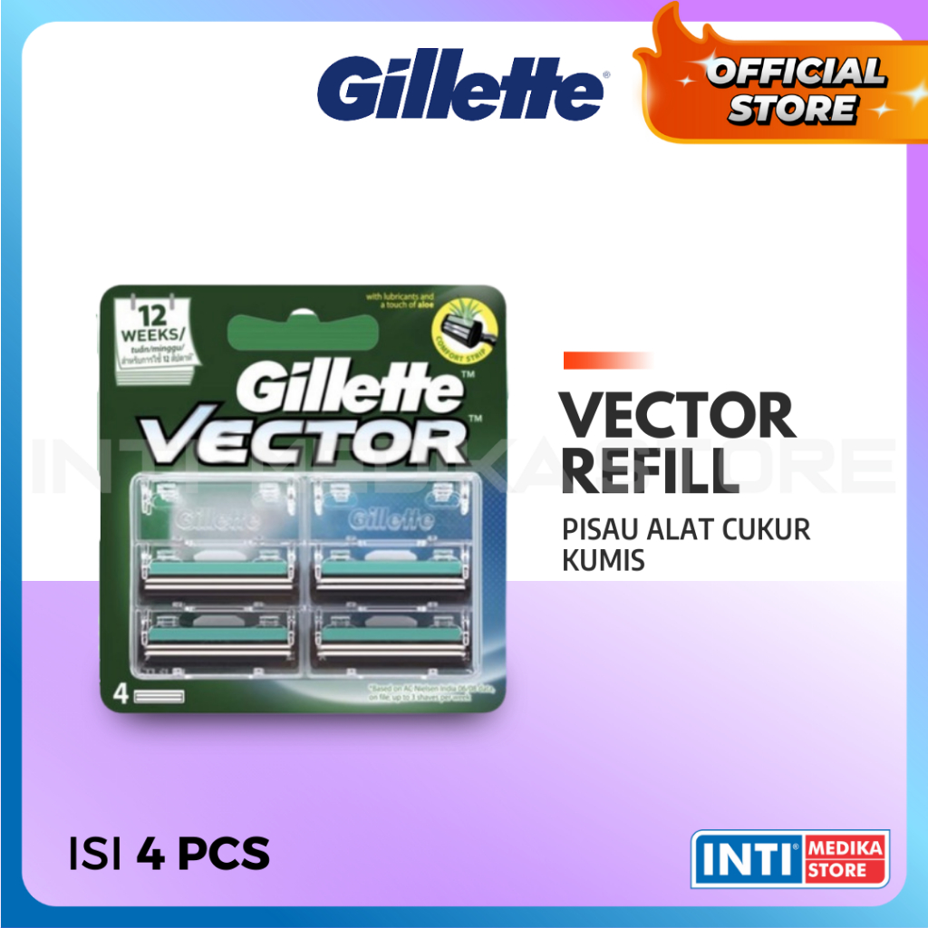 GILLETTE - VECTOR REFILL Gilette | Pisau Cukur Kumis Jenggot Gillete