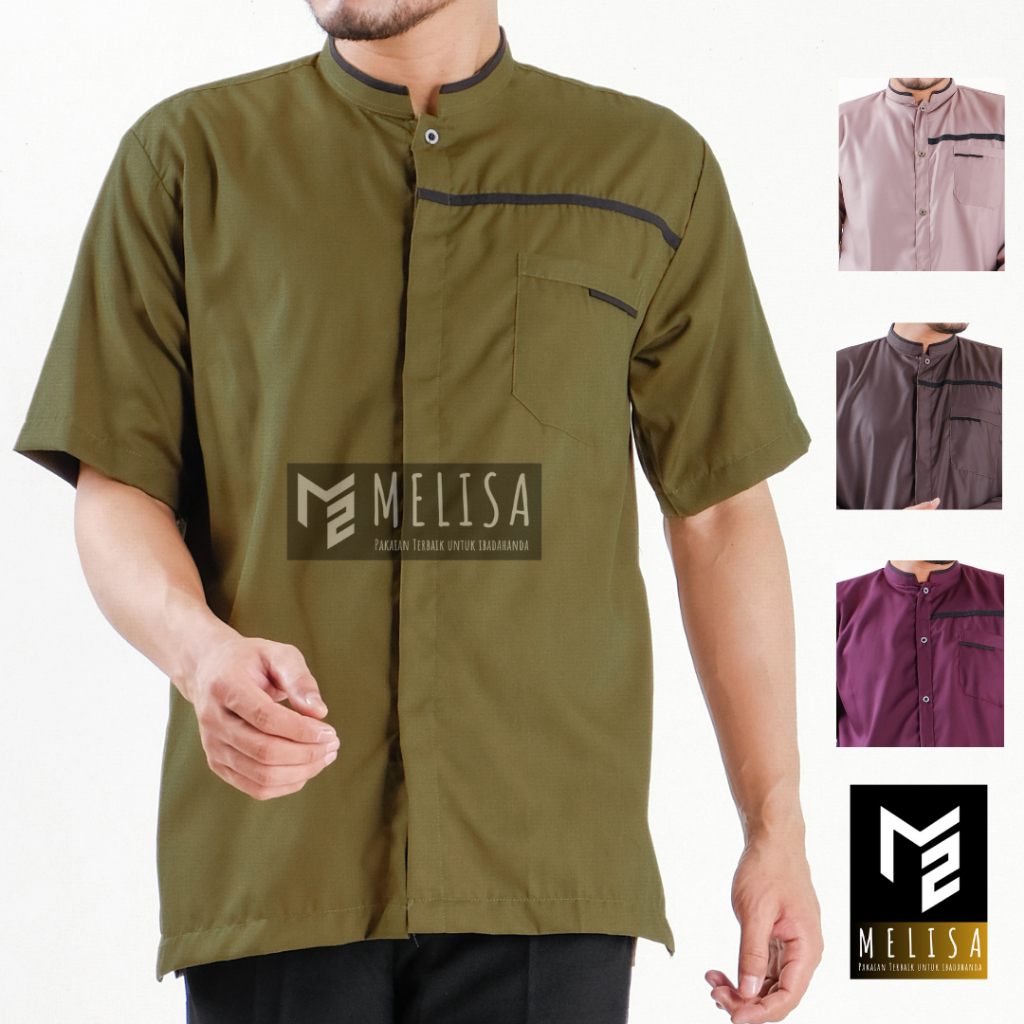 Baju Koko Pria Kemko Lengan Pendek Bahan Katun Toyobo Motip Simpel Dan Elegan Size M L XL Baju Musli