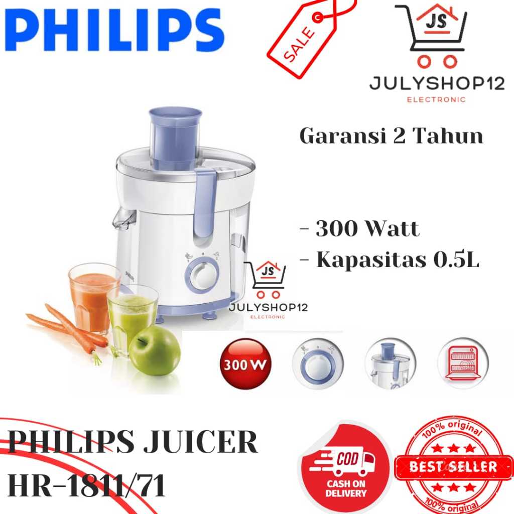 PHILIPS JUICER TYPE HR-1811/71 / HR1811 / JUICER 0,5 L HR-1811 / GARANSI 2 TAHUN