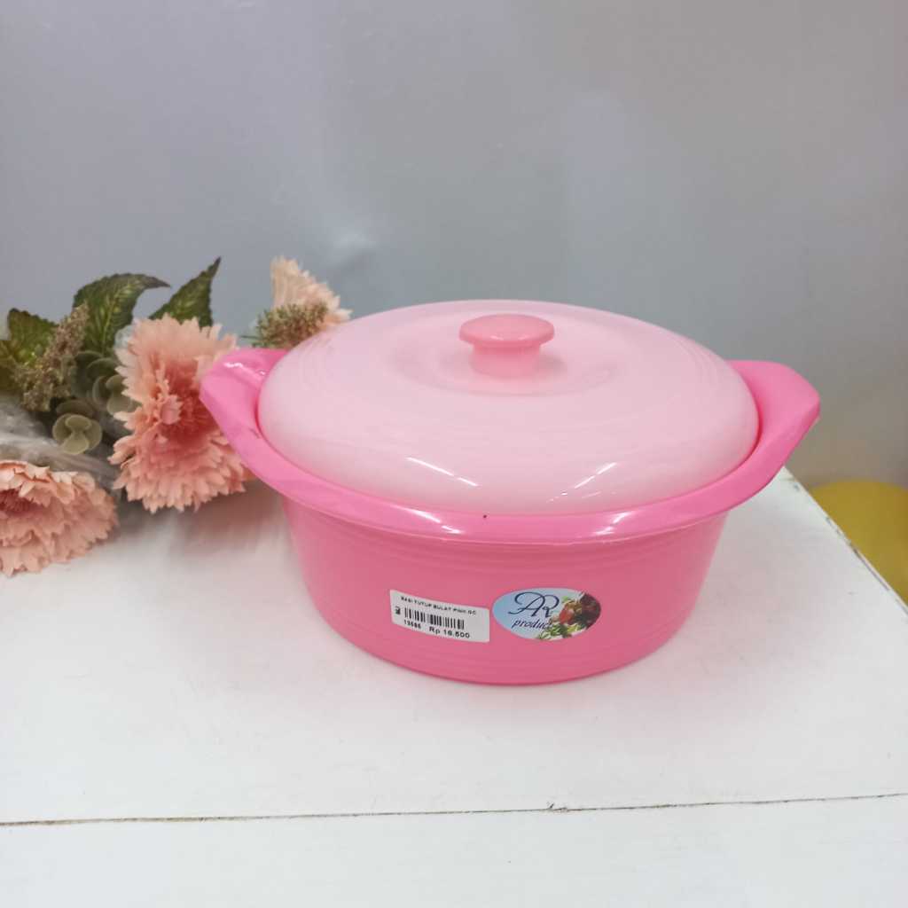 Basi Tutup Bulat PINK GC | Wadah Tempat Saji / Basi Sayur Bulat Plastik + Tutup