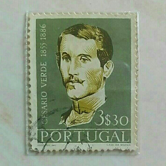 

(AA) Perangko Portugal 1957 Verde, Cesário (1855-1886) poet 3,30 escudo Used