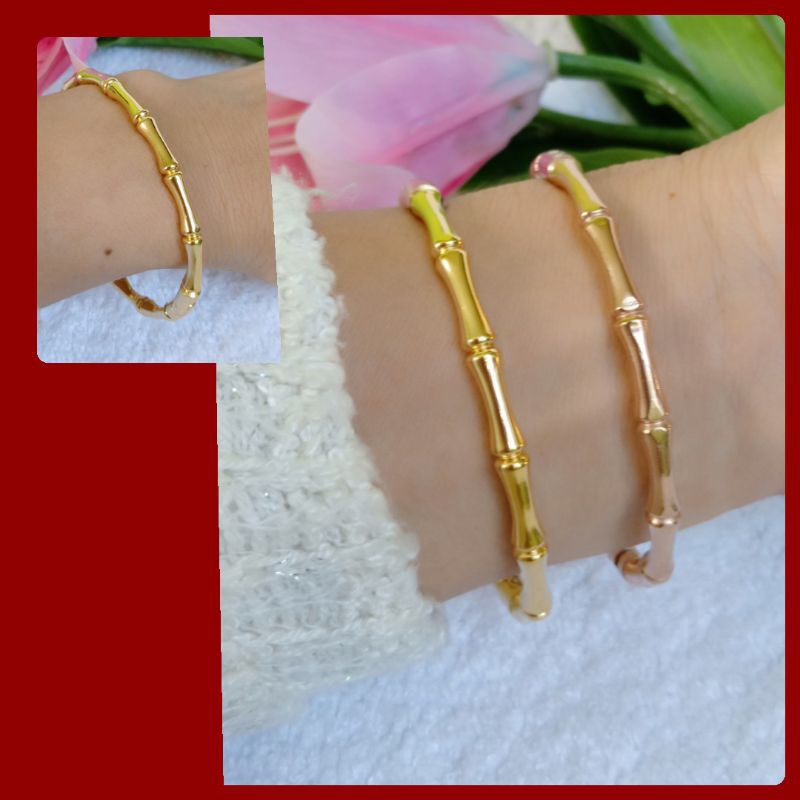 Gelang Titanium Bangle Bambu Pria wanita