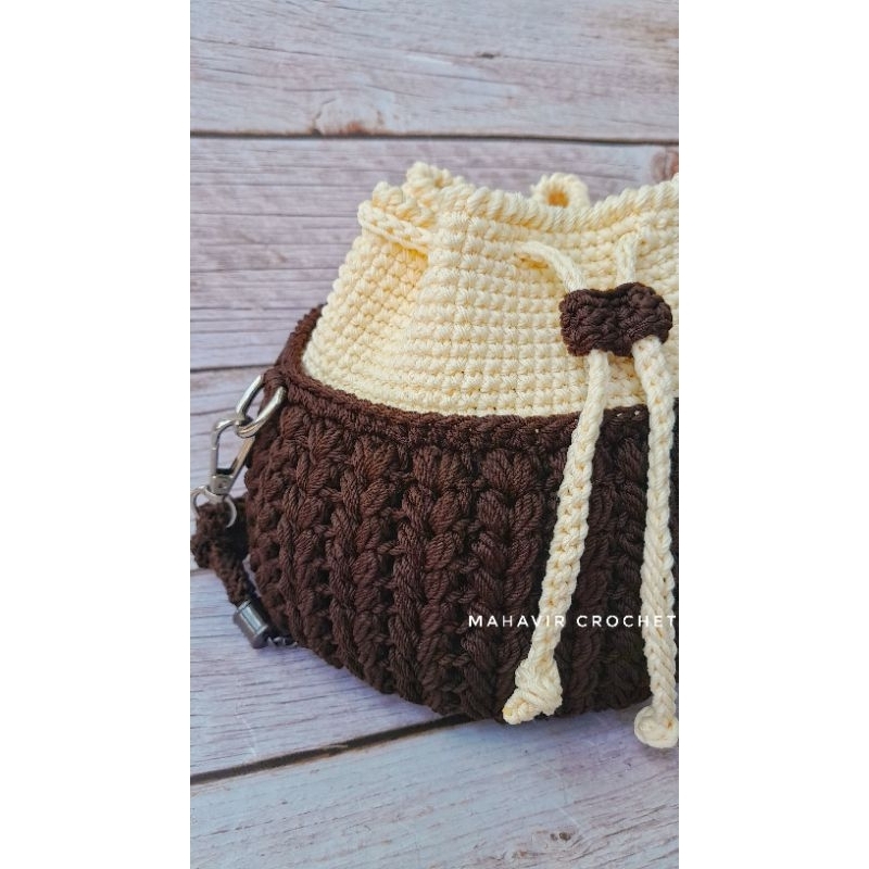 Tas rajut bulat puff / shoulder bag / Crochet puff bag / Tas unik lucu