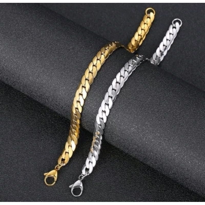 Gelang rantai titanium pria wanita model sisik naga ukir terbaru