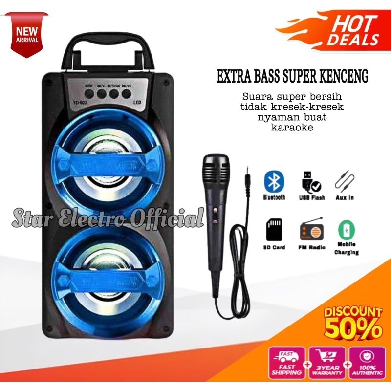Speaker Karaoke Bluetooth Portable Bonus Mic Full Bass 2x Speaker Suara Jernih/Salon Aktif Karoke Bl