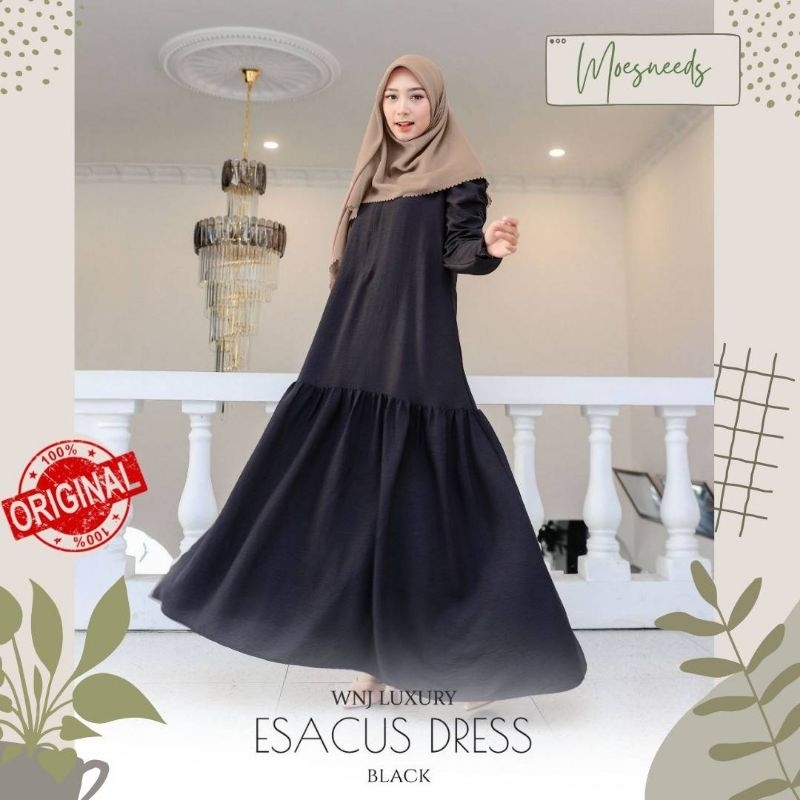 WNJ Gamis Polos Wanita Kekinian Esacus Dress