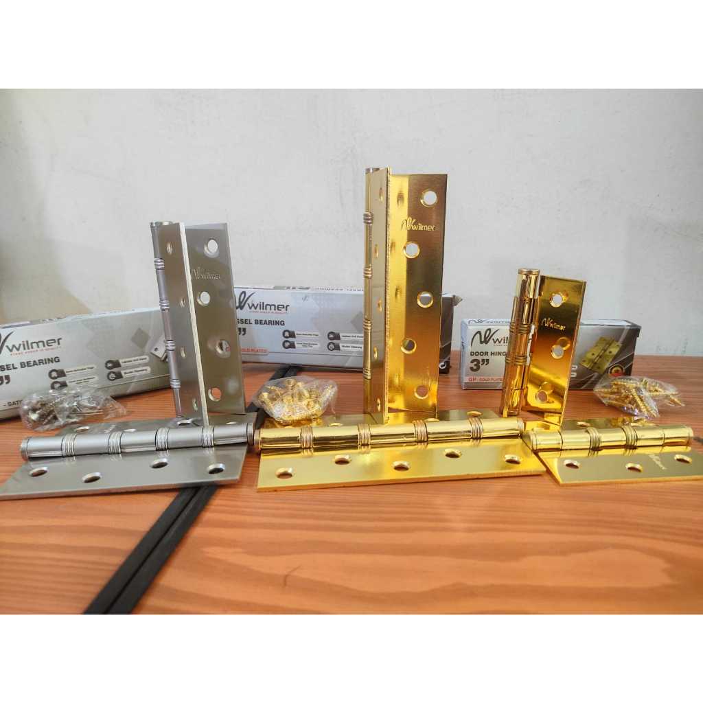 Engsel Pintu GOLD 2.5mm l Engsel Jendela TEBAL 5 inch l Stenlis Per Pasang + Skrup