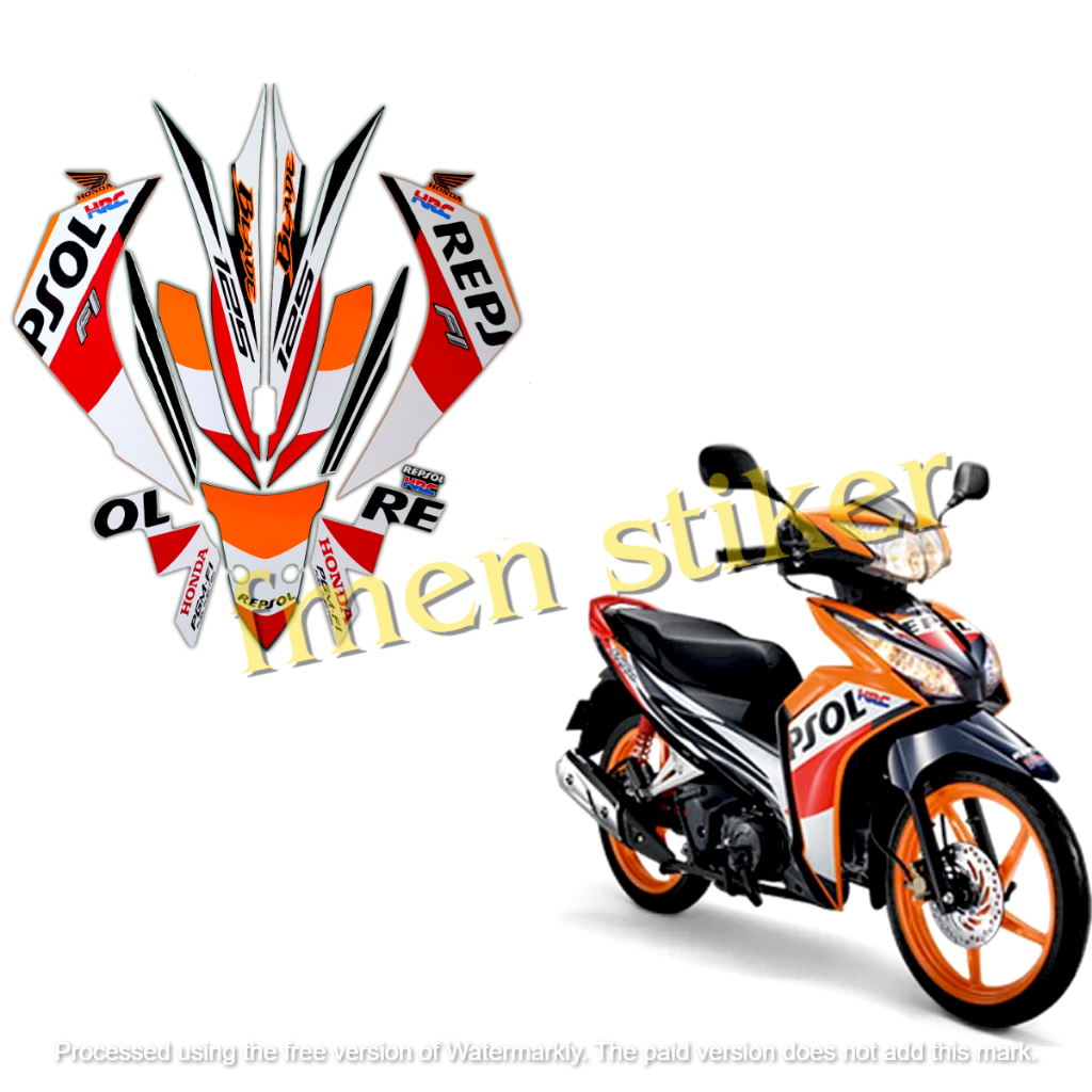 STIKER STRIPING MOTOR HONDA BLADE REPSOL 125 FI 2014 SEPASANG STANDAR FULL SET