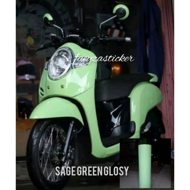 Sticker Skotlet hijau pastel skotlet hijau sage glosy