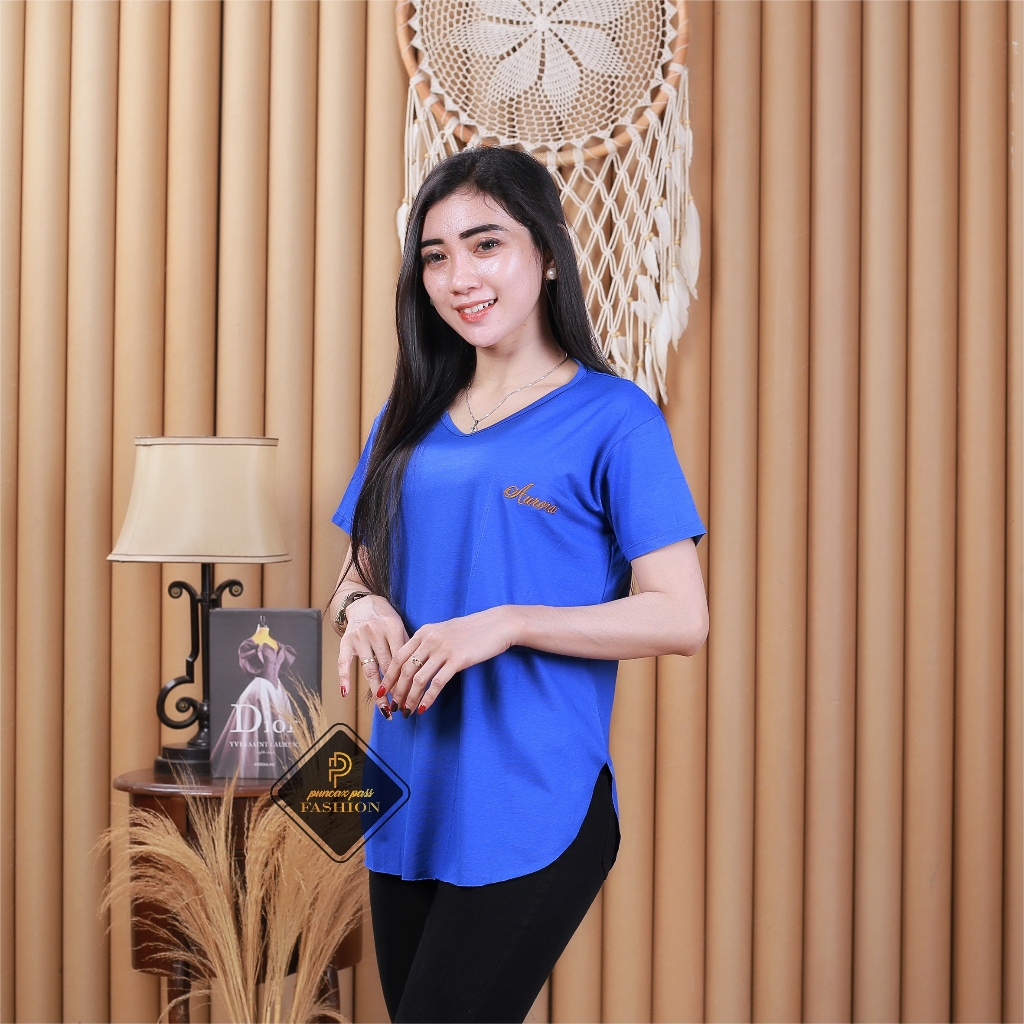 Kaos Oversize size L/Kaos wanita lengan pendek/Kaos wanita oval belah samping