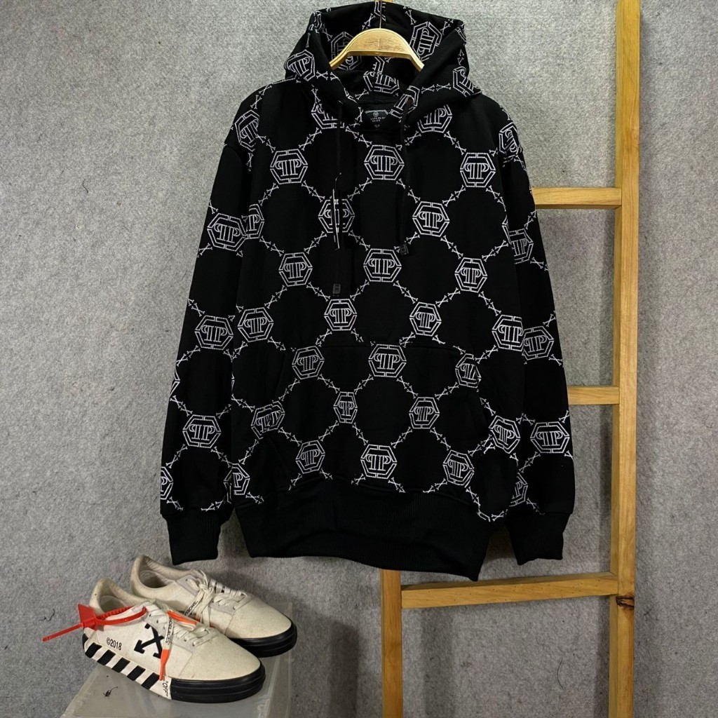 JAKET HOODIE PHILIPP PLEIN FULL PRINT PP BLACK