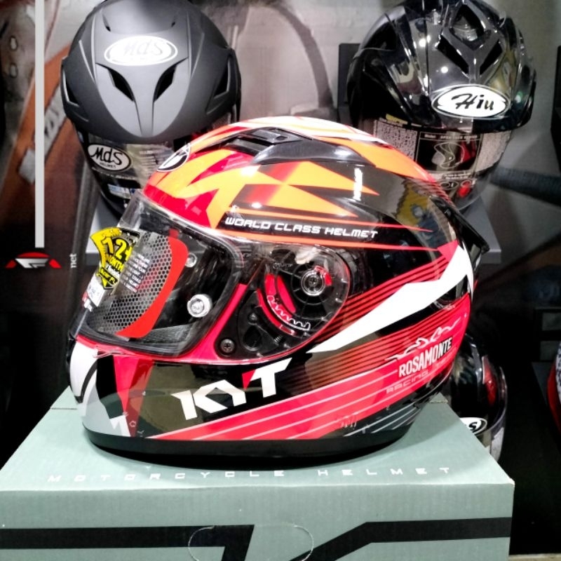 HELM KYT R10 FLAT PINLOCK RACE EDITION #3 RED FLUO WHITE KYT HELM R-10 FLAT PIN LOCK