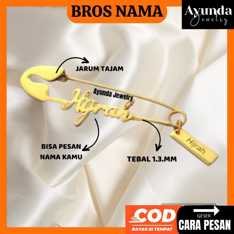 Bros Nama custom lapis emas Bros terbaru Bros hijab Bros peniti