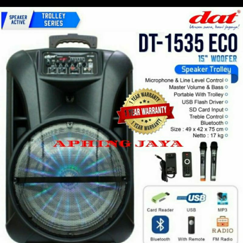 Speaker Aktif Portable 15inch dat DT-1535 ECO DAT DT1535 ECO Original Garansi Resmi 1 Tahun