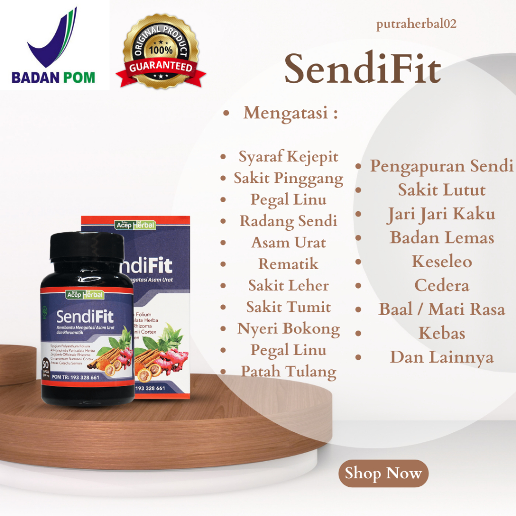 SendiFit Obat Herbal Mengatasi Berbagai Masalah Di Sendi, Syaraf Kejepit, Sakit Pinggang, Radang Sen