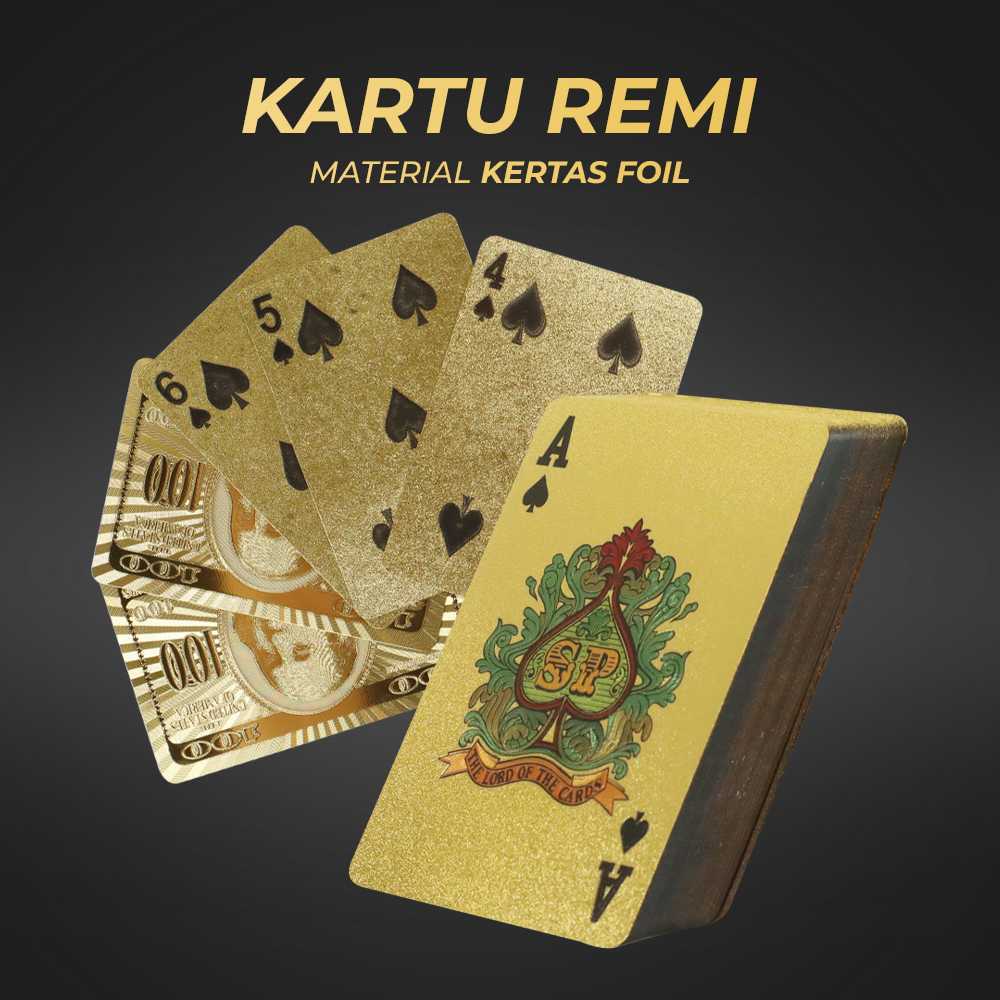 Kartu Remi Poker Bahan Lapisan Foil Dollar Gold