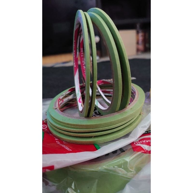 Isolasi Lakban Kertas Daimaru Ukuran 1.5mm - 3mm Untuk Airbrush Grafis Warna Hijau