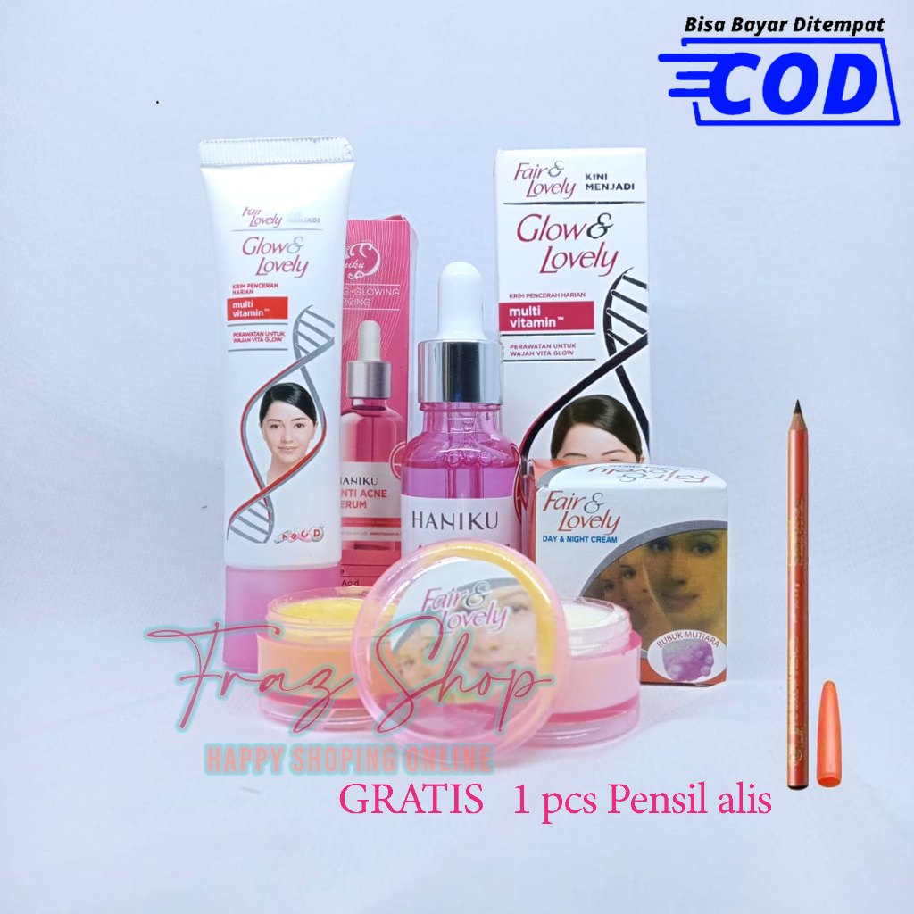 3in1 Paket Fair&amp;Lovely Wanita FREE Pensil Alis Viva - Serum Anti Acne BPOM+ Pelembab Siang Malam 23gr BPOM