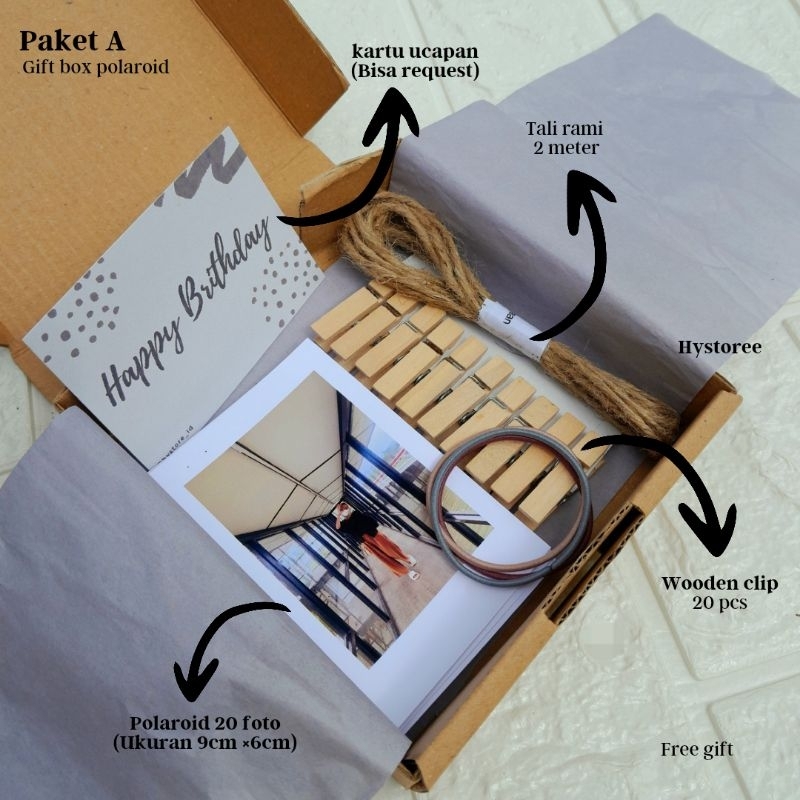 Gift box foto polaroid // hampres polaroid // hadiah ulang tahun