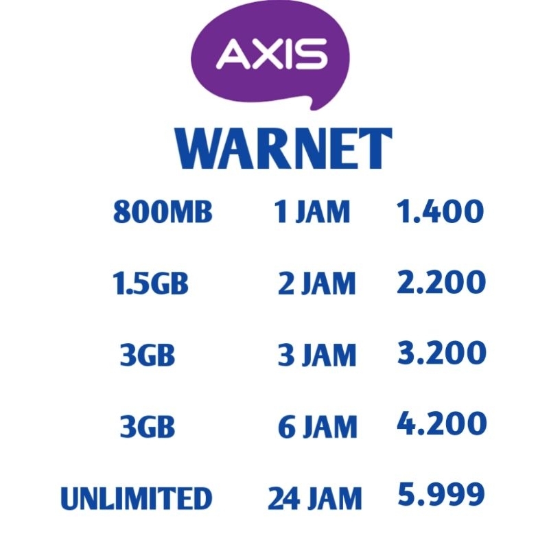 Paket Internet Axis Warnet