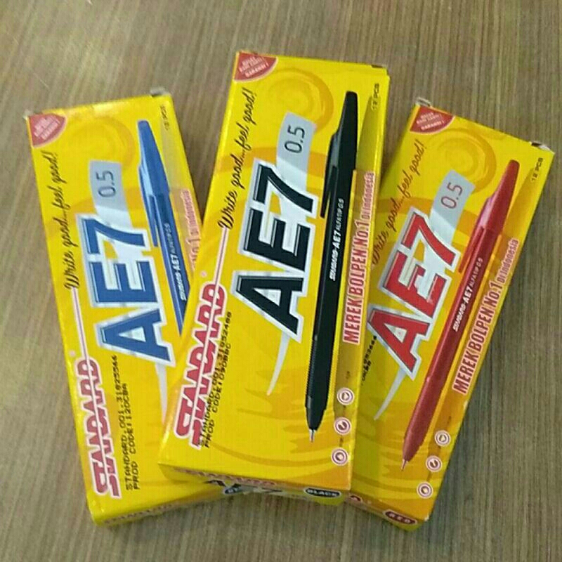 

Bolpen Standar AE7 Biru, Hitam, Merah Isi 12Pcas/Pack