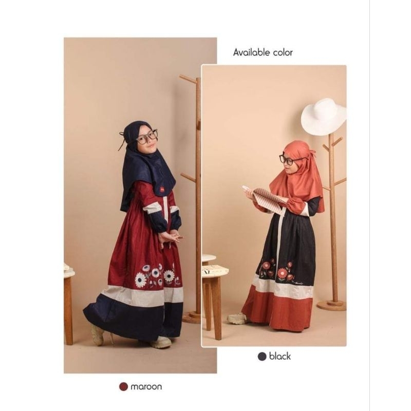 Gamis Couple Terbaru DANNIS JAPL 0801 Maroon - Black / Baju Muslim Anak JAPL0801