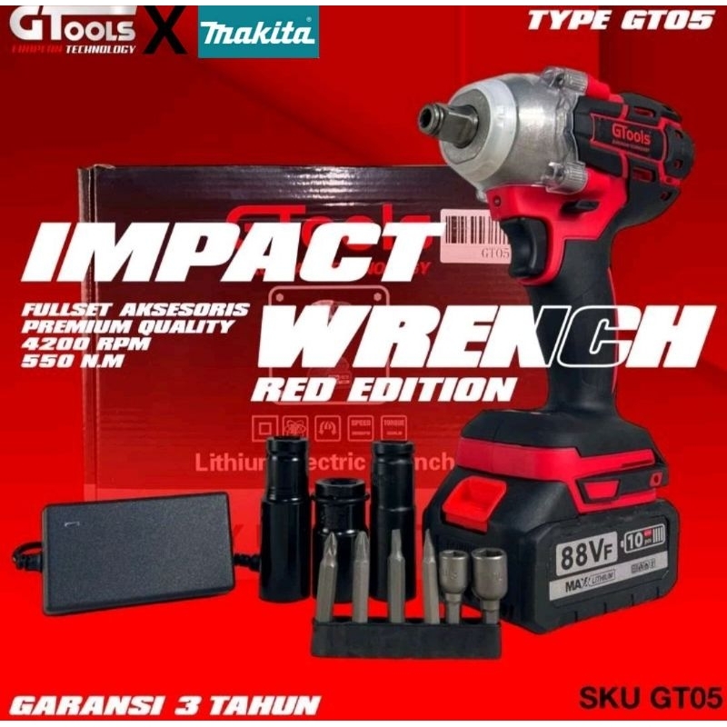 Impact MAKITA X Gtools GT05 FACELIFT 550 NM 1 BATERAI fullset bonus mata sok + mata obeng
