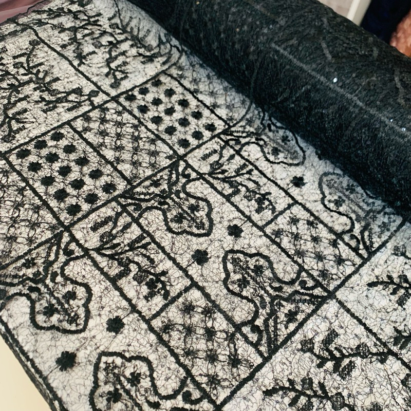 Kain spaider bordir motif etnik kotak2/senada